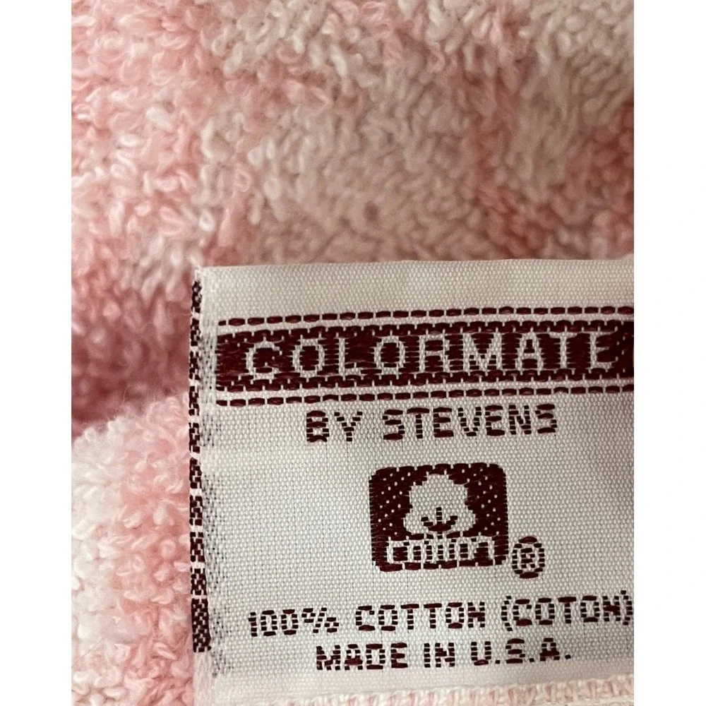 Vtg Colormate Stevens 3 Piece Towel Set Pink White Rose Stripe Bath‎ Hand Wash